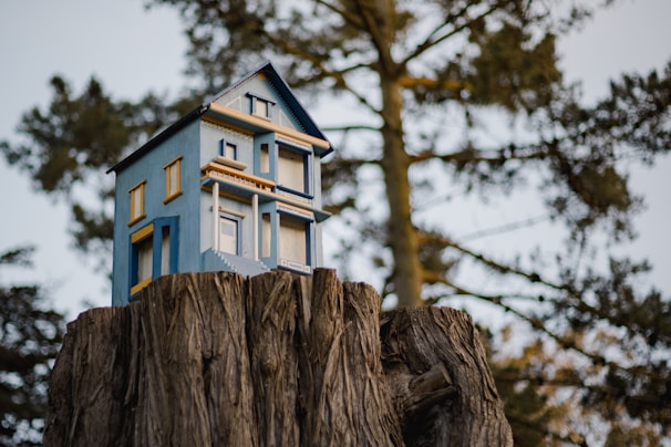A beautifully crafted dollhouse accessory displayed against a natural backdrop.