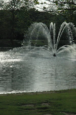 a large pond with a bunch of water spewing out of it