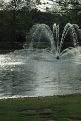 a large pond with a bunch of water spewing out of it