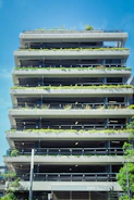 Parking facility designed with eco-friendly materials and smart technology.