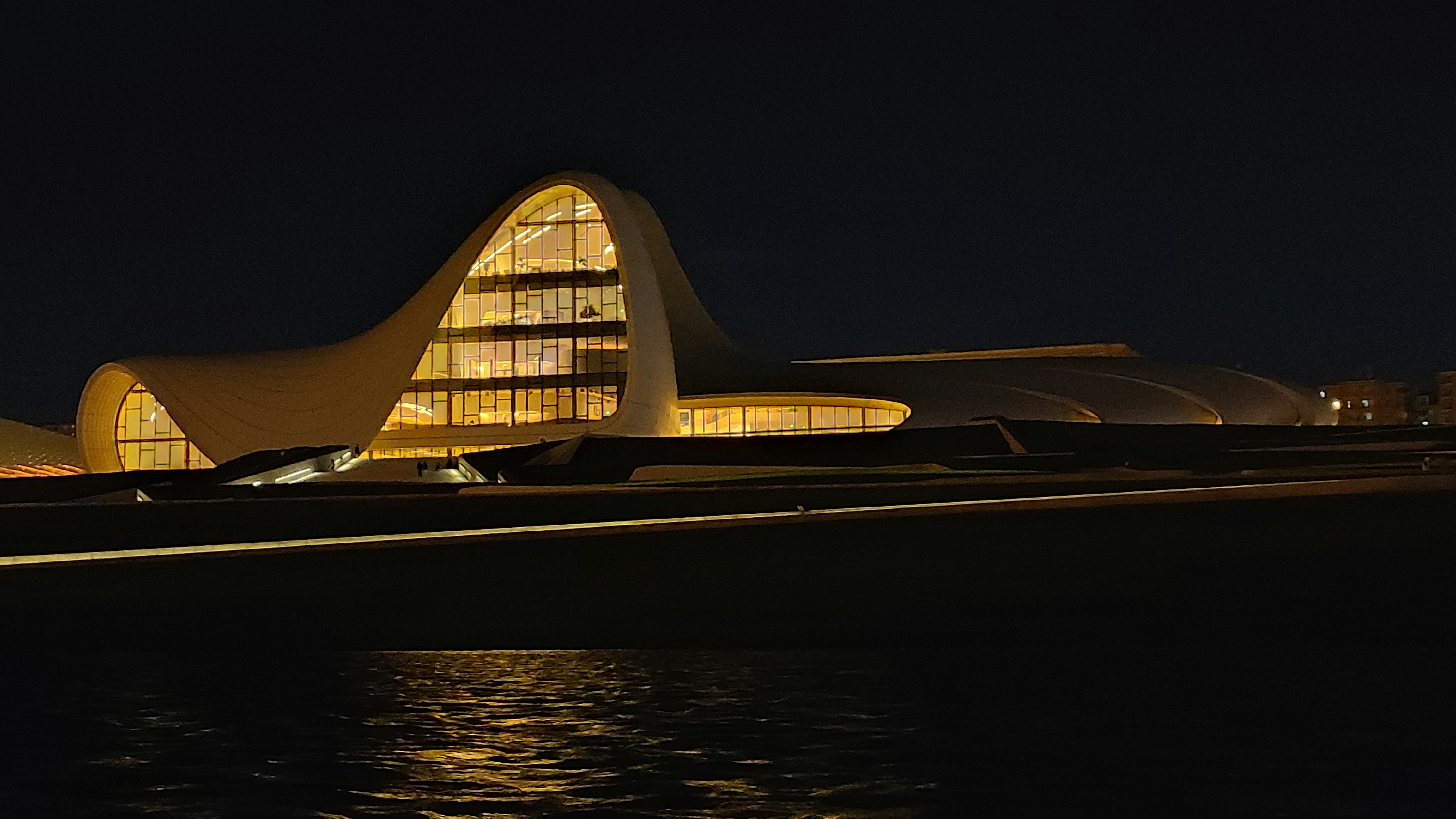 a building that is lit up at night