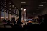 A tranquil waiting lounge featuring comfortable seating and warm lighting.