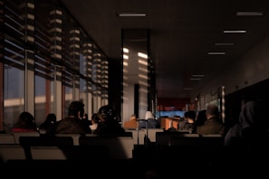 A serene waiting area of the clinic with soft lighting.