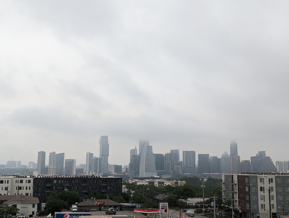 a view of a city from a rooftop of a building