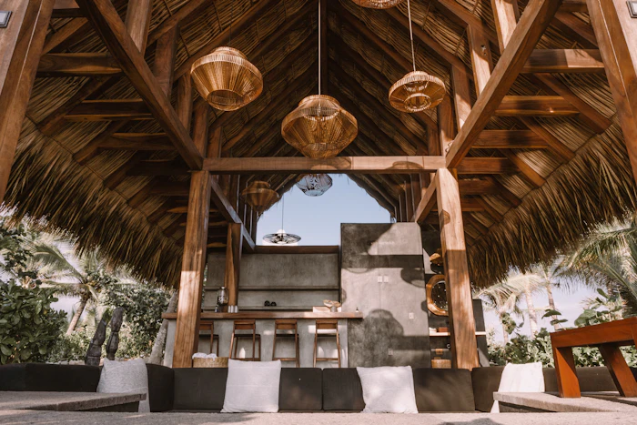 Işıklı ahşap pergola