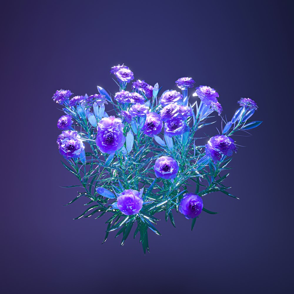 ein Strauß lila Blumen auf einem lila Hintergrund