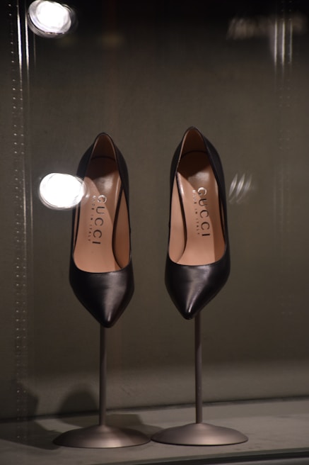 Stylish dress shoes displayed on a sleek surface.