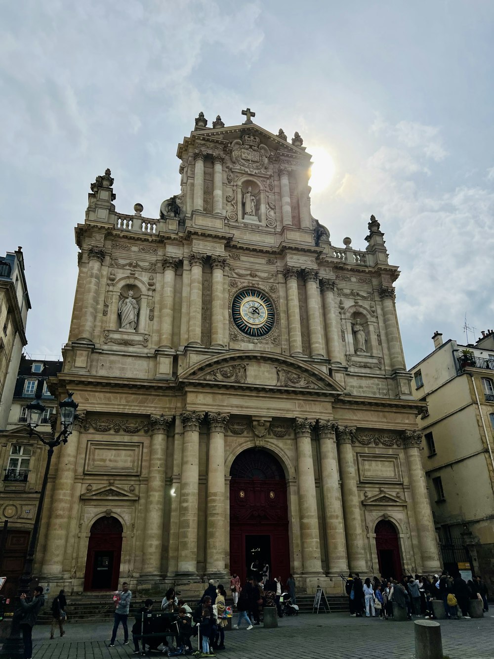 a large building with a clock on the front of it