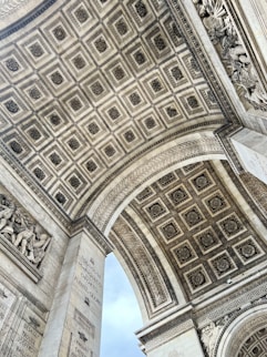 a close up of a very tall building with a sky background