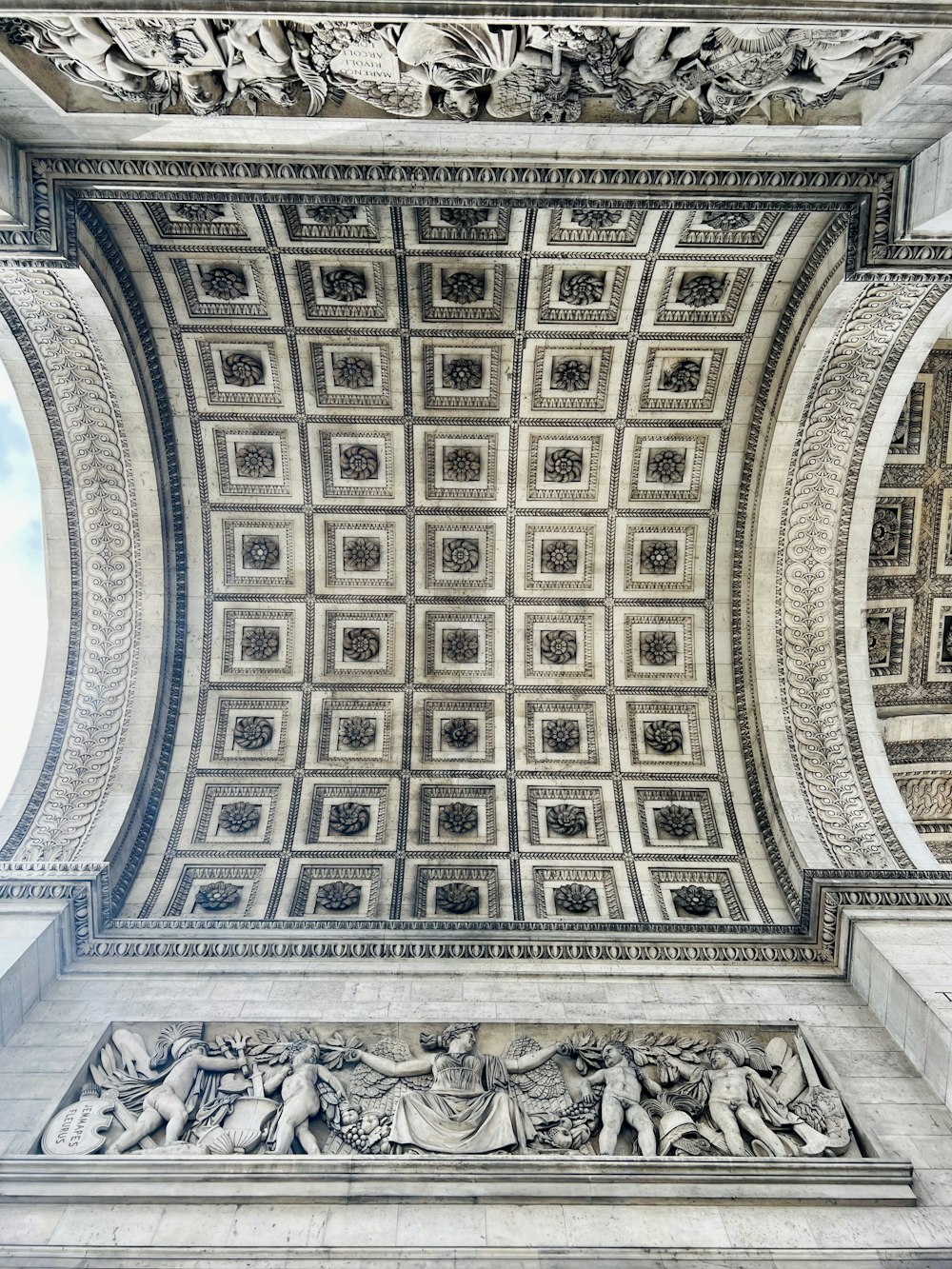 a close up of the ceiling of a building