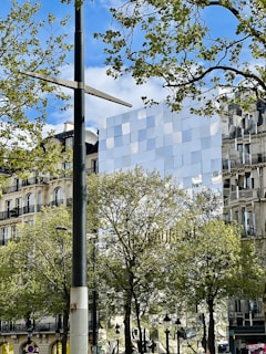 Elegant facade of a newly constructed office building in Paris