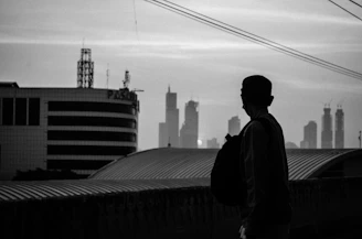 A vibrant Makassar cityscape with the Makara team coordinating beauty product shipments.