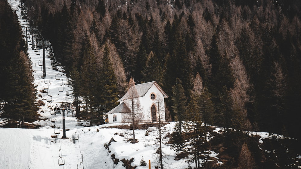a church on top of a snowy hill