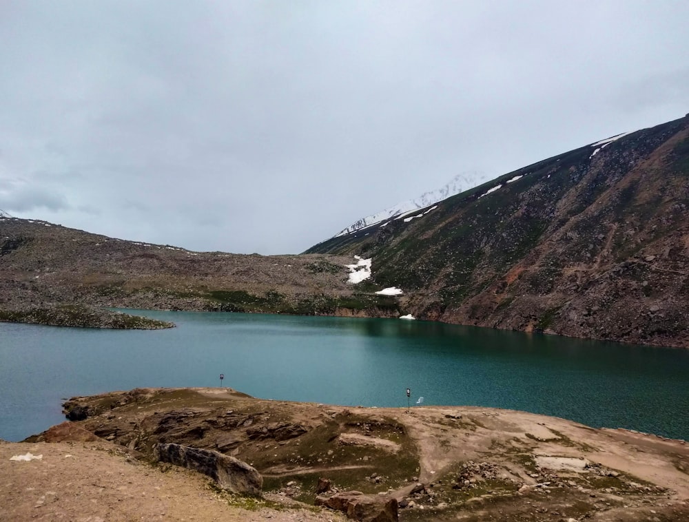 a large body of water surrounded by mountains