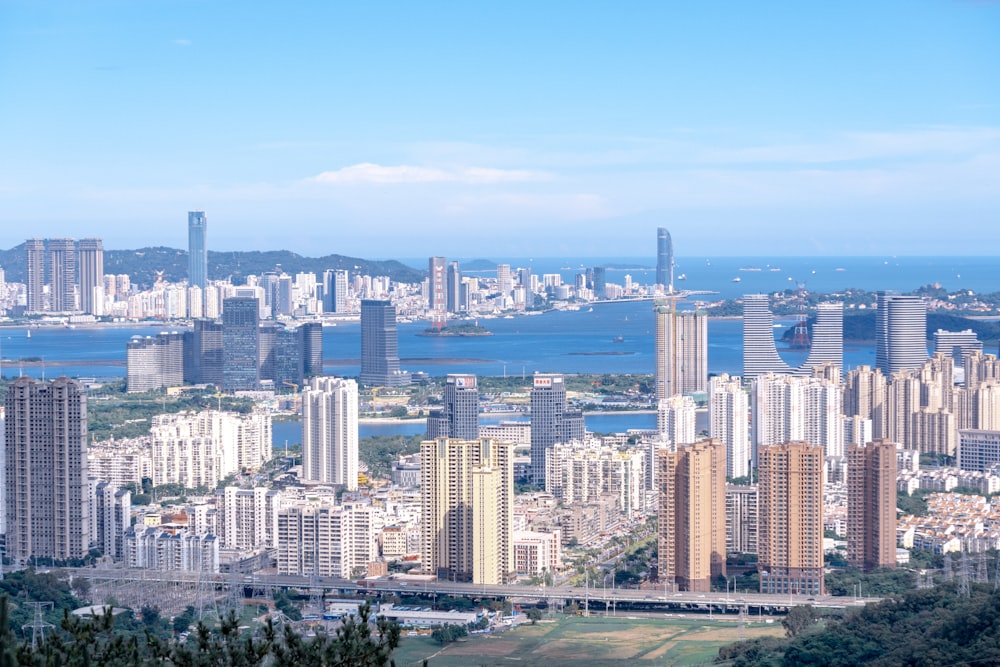 a view of a city from a hill