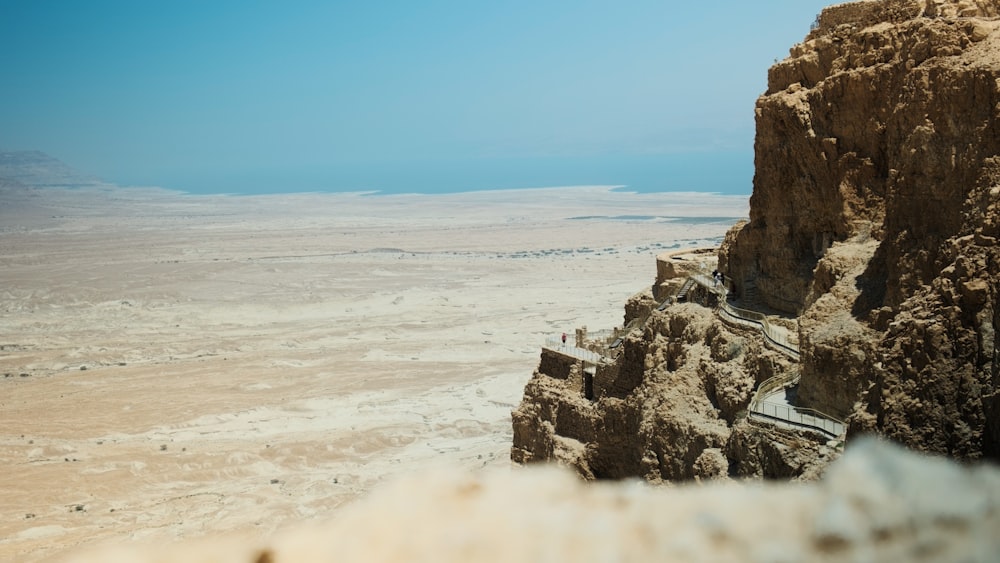 a view of a rocky outcropping in the desert