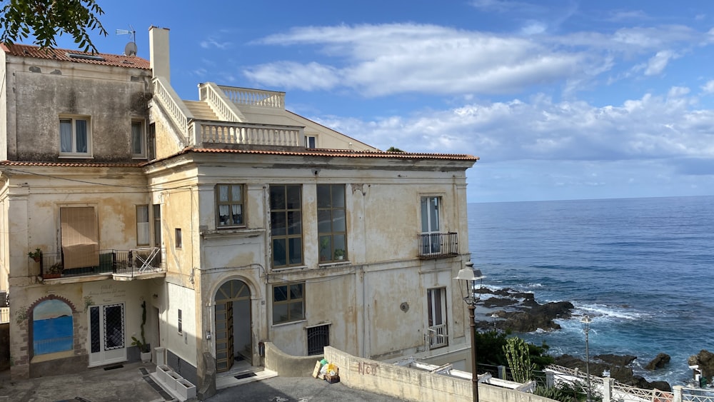 an old building with a view of the ocean