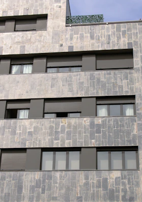 Contemporary black stone facade on a residential building
