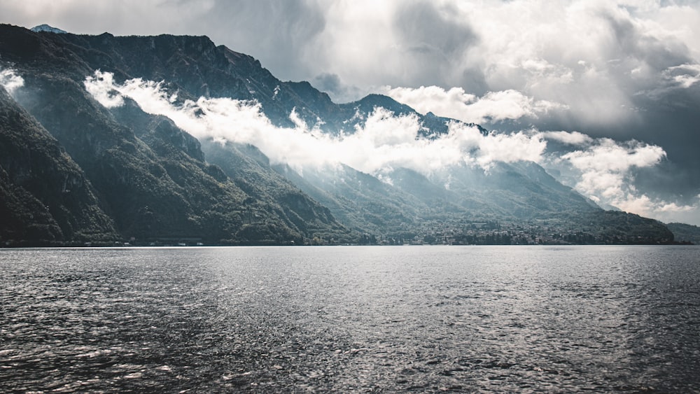 a large body of water surrounded by mountains