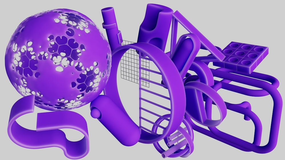 a 3d model of a tennis racket and ball