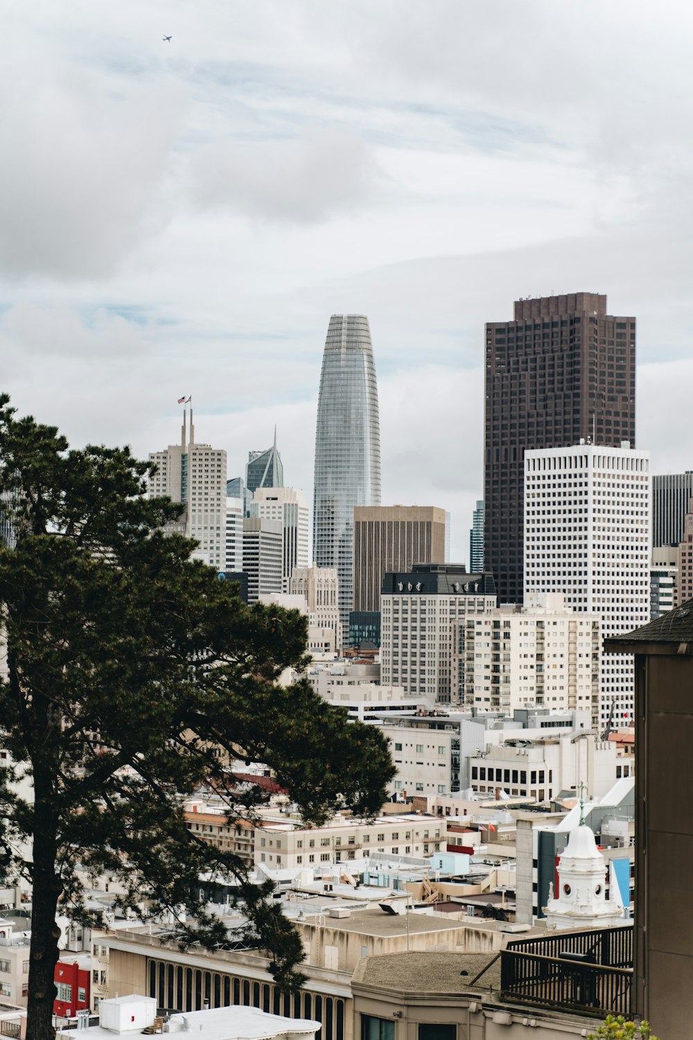 a view of a city with tall buildings