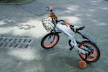 A vibrant children's bike with non-slip handlebars.
