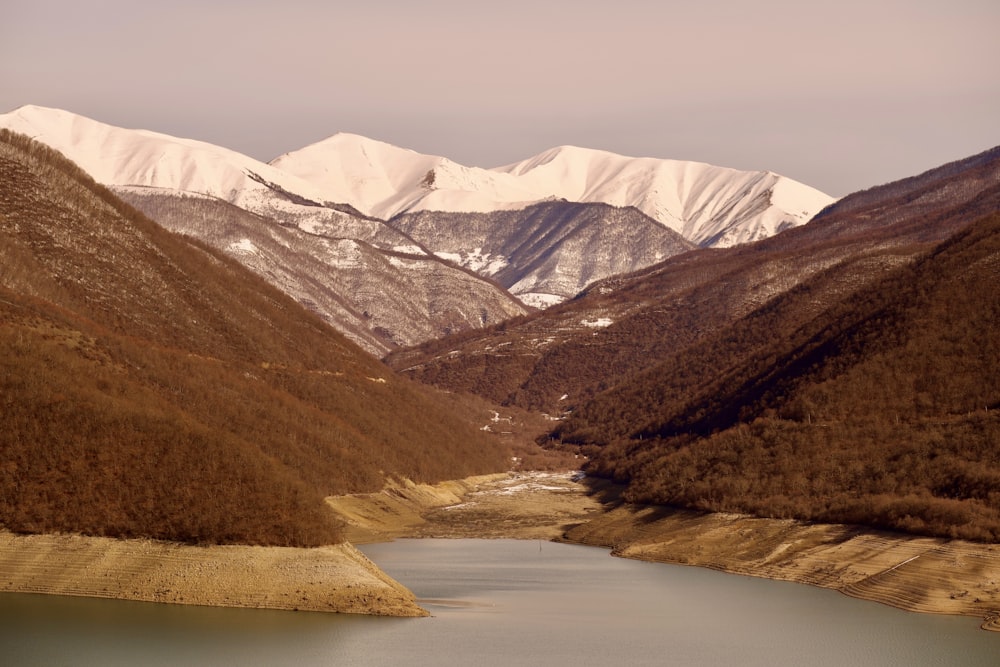 a lake in the middle of a mountain range