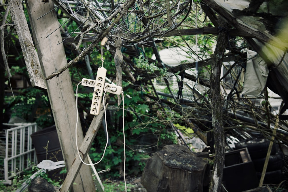 A wooden cross hanging from a tree in a yard photo – Free Horror Image on  Unsplash