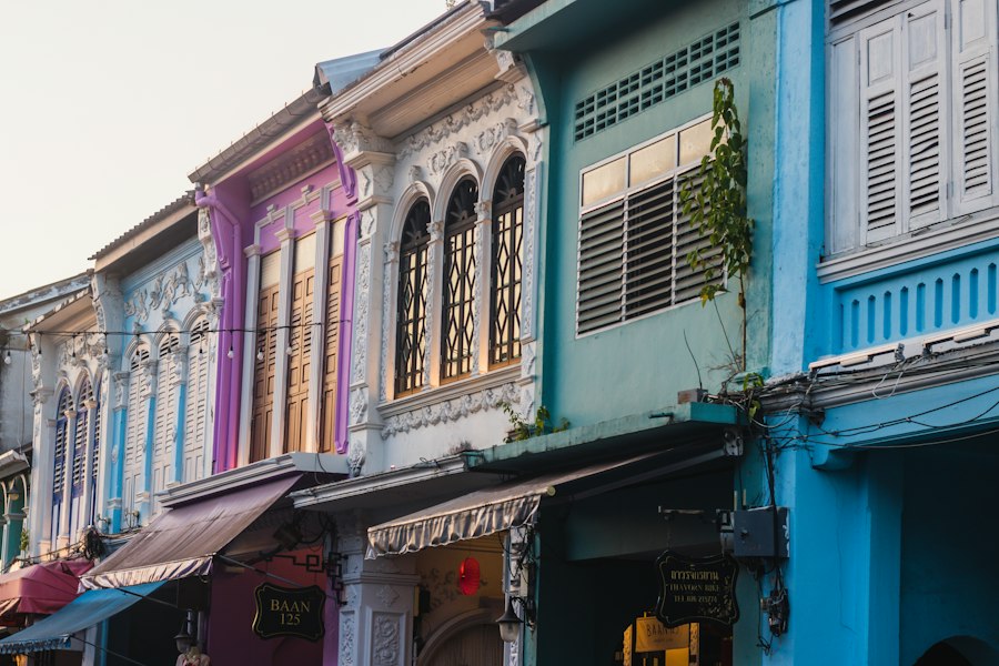 Colorful old shophouses in Phuket Old Town