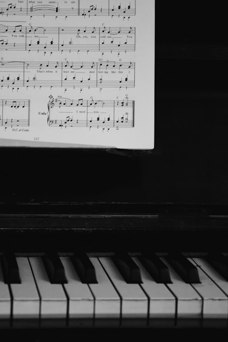 a piano with sheet music on it
