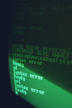 Close-up of software error messages on a computer screen.