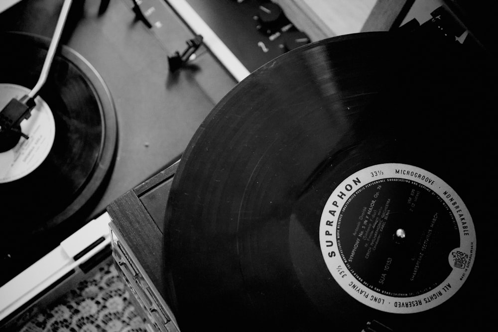 a record player and a record player in a room