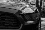 a close up of the front grille of a car