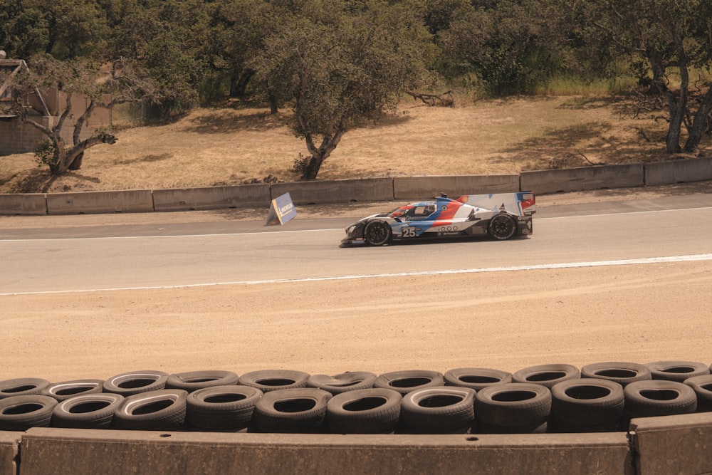 a race car driving down a race track