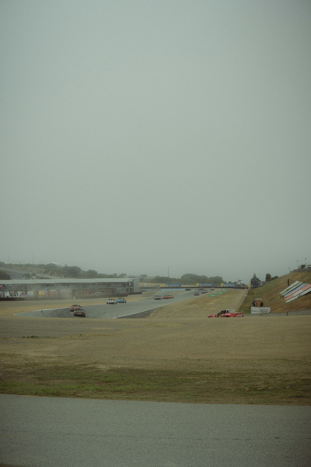 a view of a race track from a distance