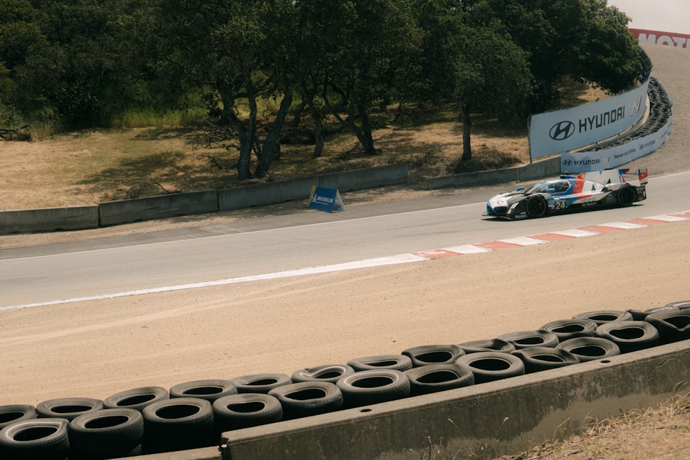 a race car driving down a race track