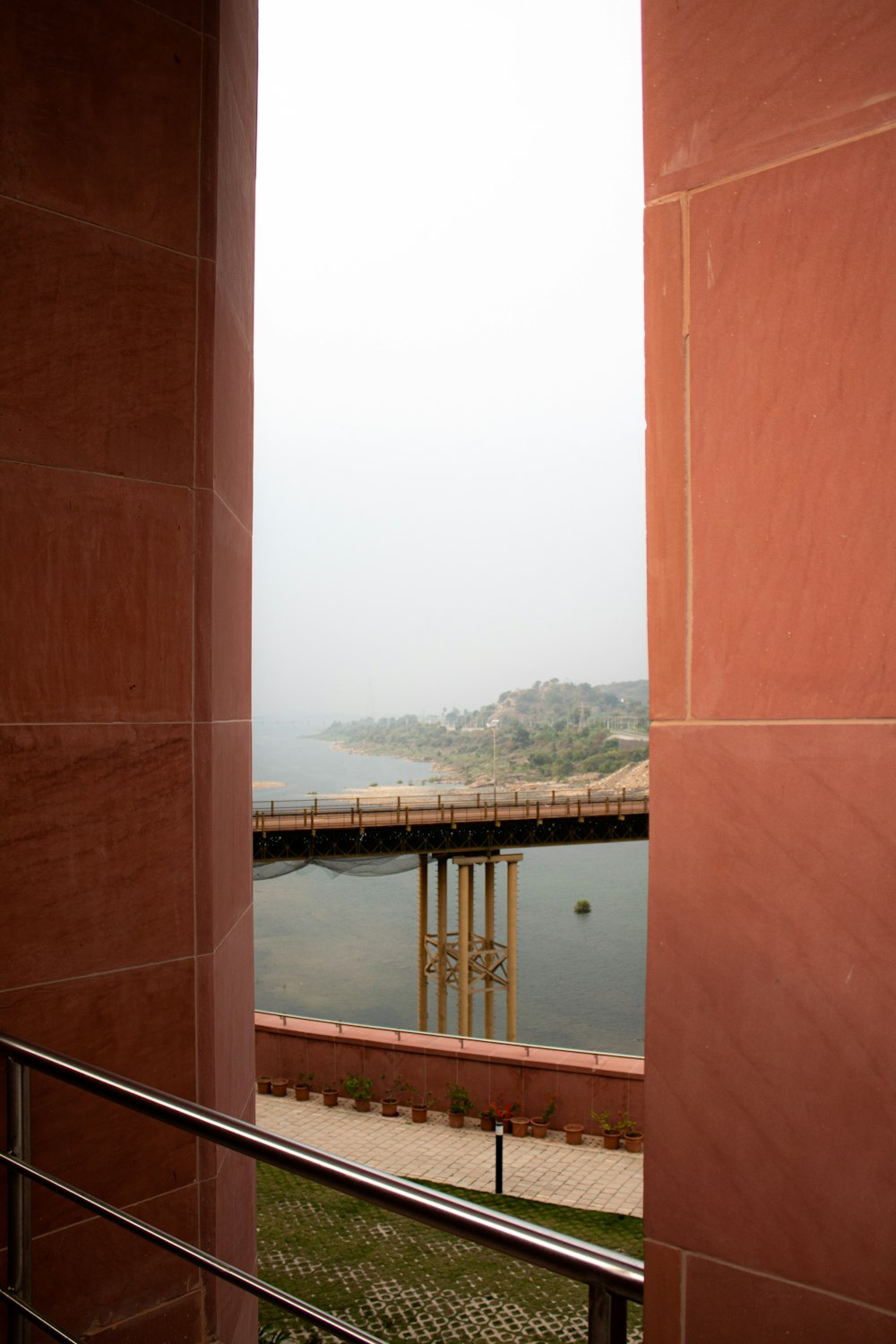 a view of a bridge over a body of water