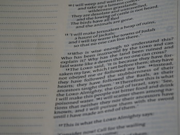 A close-up of a page from a book displaying text in columns. The page is slightly curled and features a mixture of prose and poetry. The left side shows a margin with dotted lines, and the text includes use of italics and bold type for emphasis.