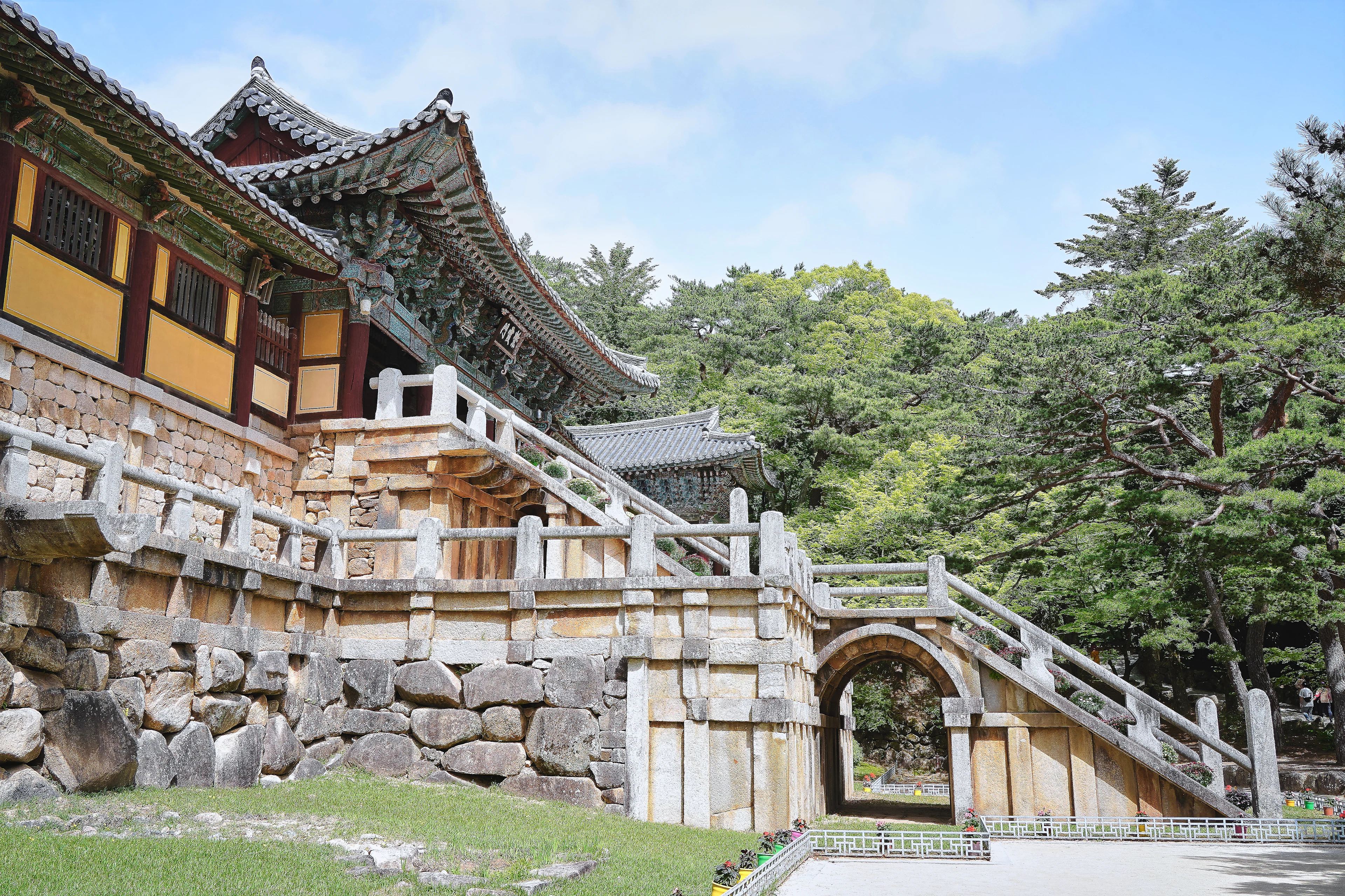 Stone stairways and timber halls of Bulguksa Temple among the pines, Gyeongju