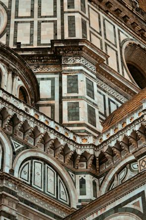 Close-up of intricate architectural details on a luxury resort facade.