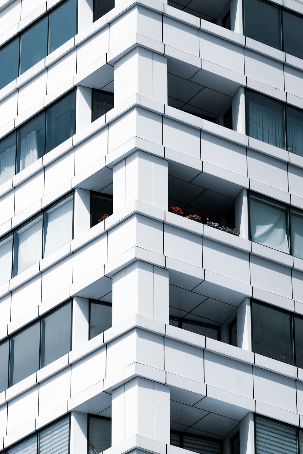 a tall white building with lots of windows