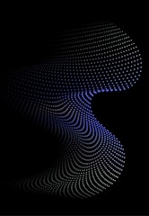 a black background with blue dots in the shape of a wave