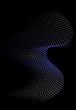 a black background with blue dots in the shape of a wave