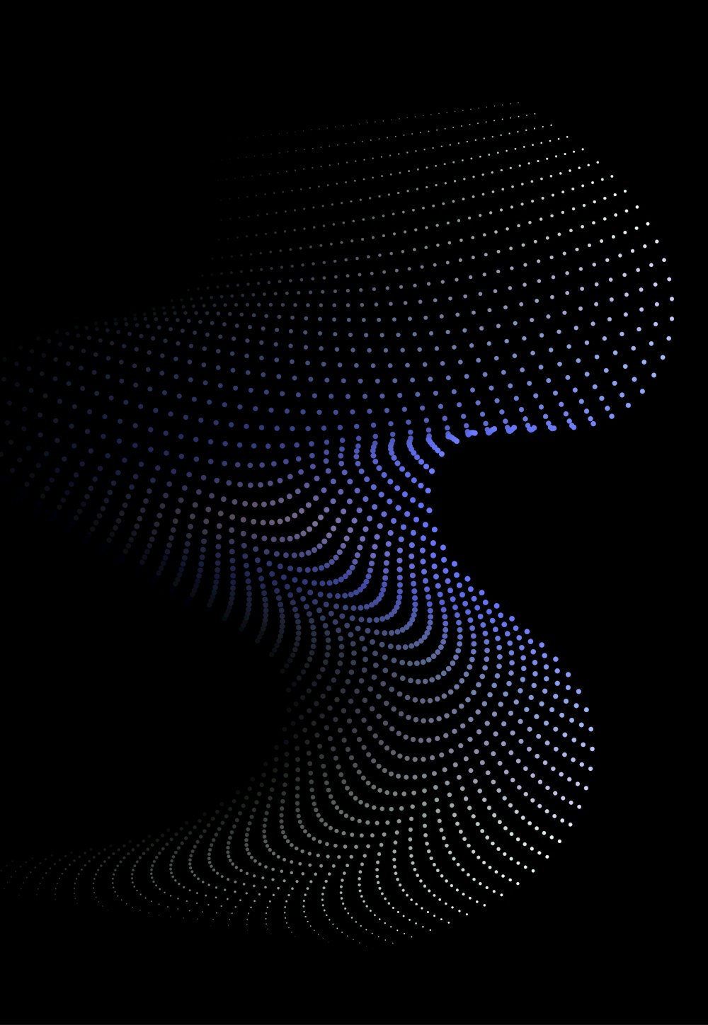 a black background with blue dots in the shape of a wave
