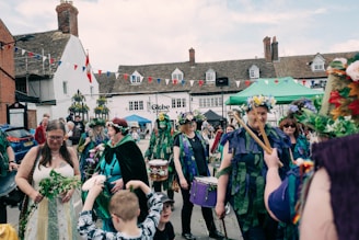 A vibrant street scene showcasing Londoners enjoying community events.