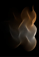 A glowing digital grid pattern with subtle blue waves flowing across a black background.