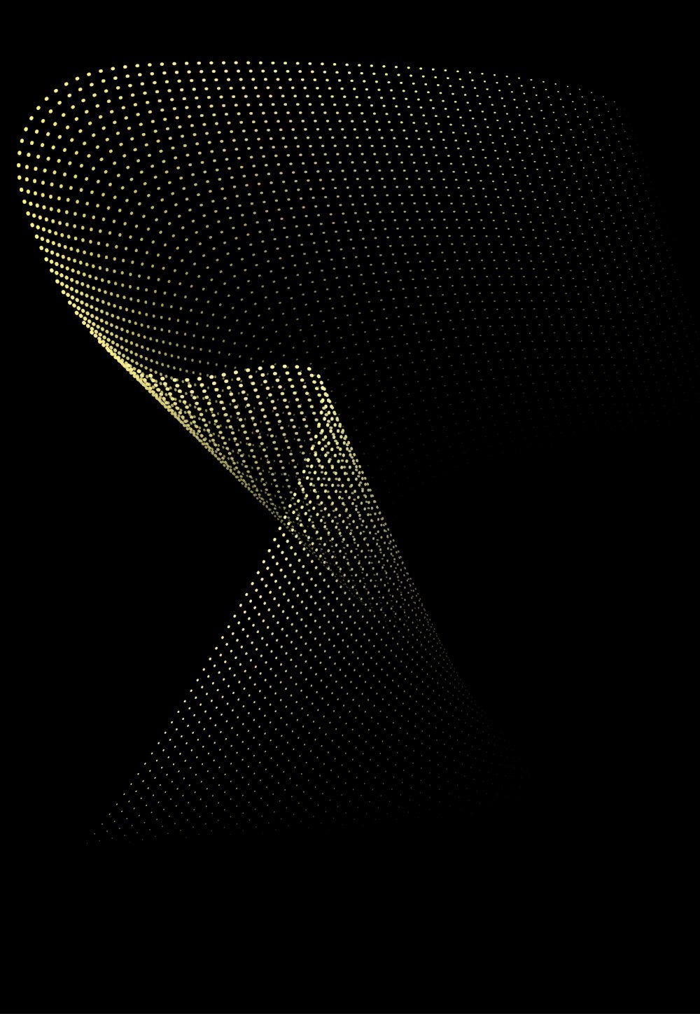 a black background with yellow dots in the shape of a curve