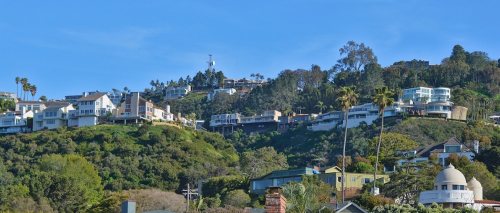 a hill with houses on top of it