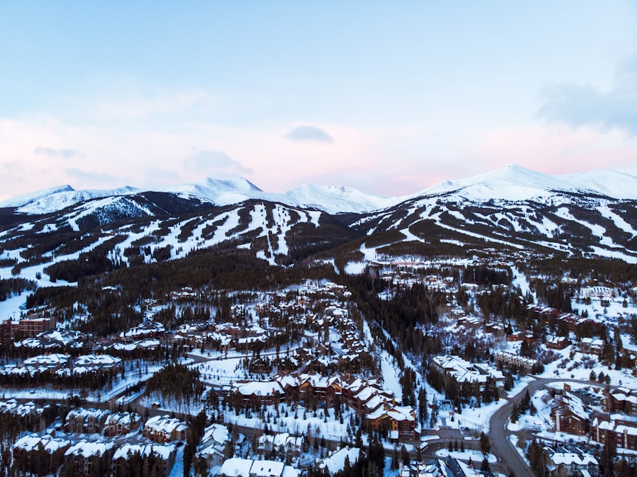 Aerial view of Colorado mountain lodge area