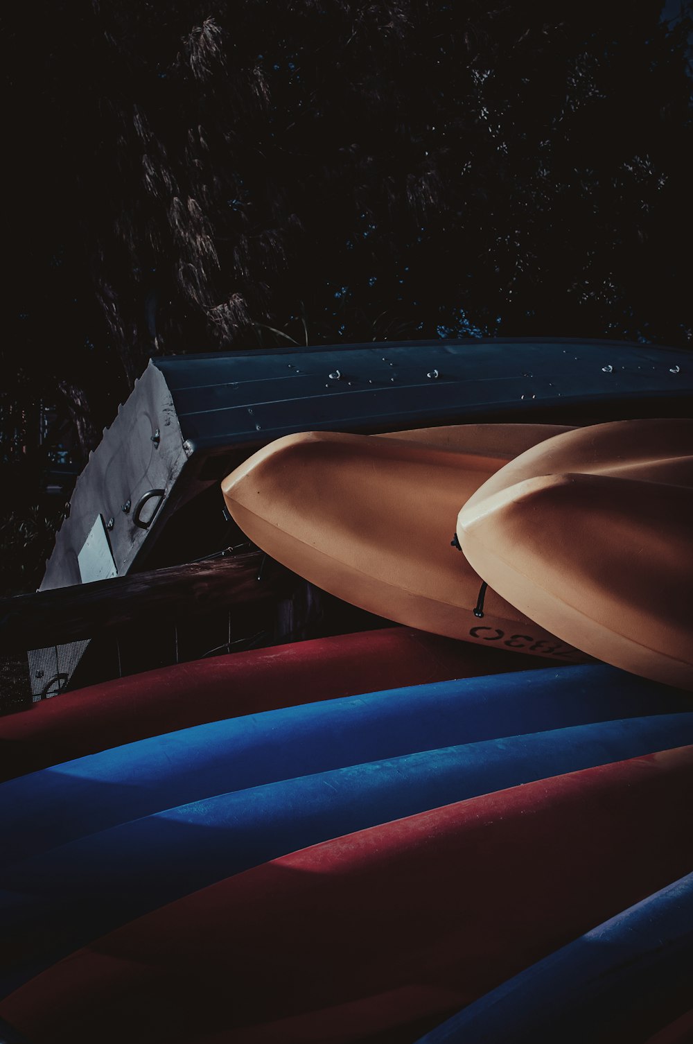a group of surfboards sitting next to each other
